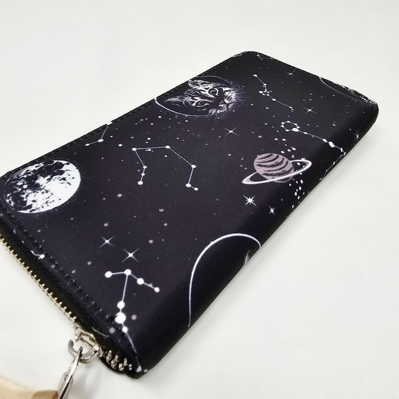 Lost Queen ✦ Celestial Print Wallet ✦ Zodiac Signs Black Cat Vegan Leather OS - Picture 6 of 11
